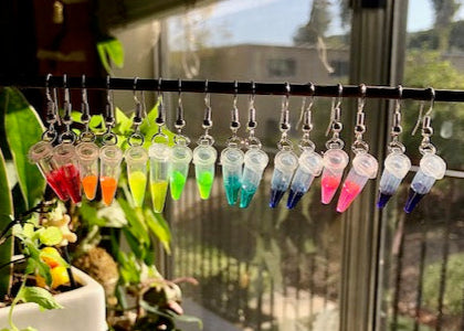 Handcrafted Colorful Customizable PCR Tube Earrings, Science Nerd Jewelry, Biology, Chemistry Gift for Scientists, Teachers, DNA Earrings