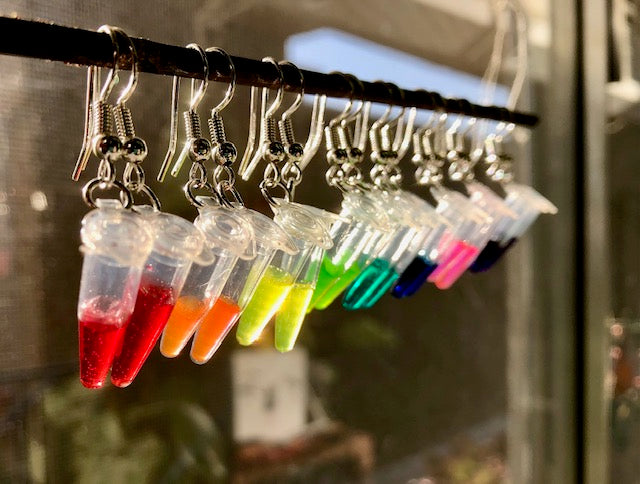 Handcrafted Colorful Customizable PCR Tube Earrings, Science Nerd Jewelry, Biology, Chemistry Gift for Scientists, Teachers, DNA Earrings
