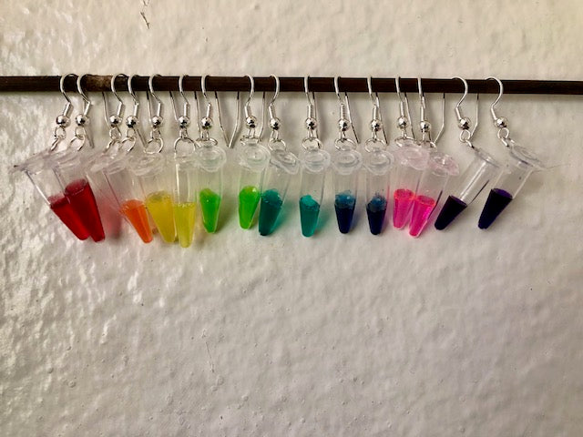 Handcrafted Colorful Customizable PCR Tube Earrings, Science Nerd Jewelry, Biology, Chemistry Gift for Scientists, Teachers, DNA Earrings