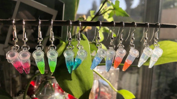 Handcrafted Colorful Customizable PCR Tube Earrings, Science Nerd Jewelry, Biology, Chemistry Gift for Scientists, Teachers, DNA Earrings