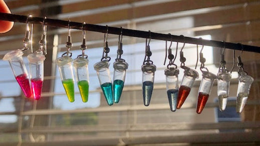 Handcrafted Colorful Customizable PCR Tube Earrings, Science Nerd Jewelry, Biology, Chemistry Gift for Scientists, Teachers, DNA Earrings