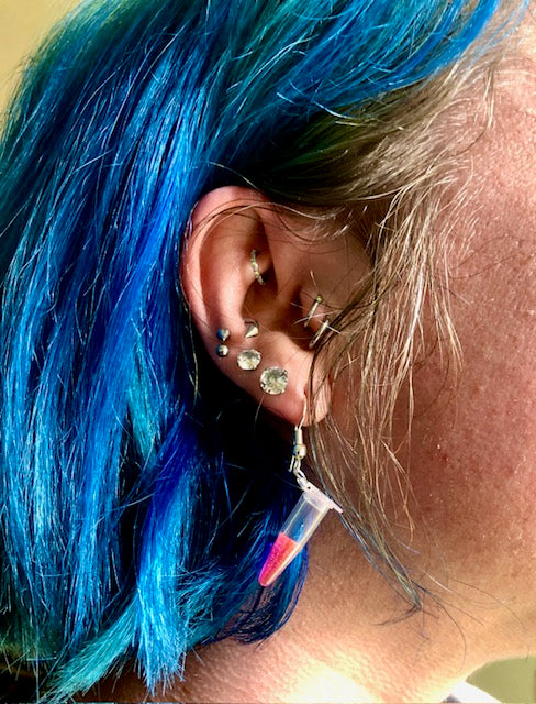 Handcrafted Colorful Customizable PCR Tube Earrings, Science Nerd Jewelry, Biology, Chemistry Gift for Scientists, Teachers, DNA Earrings