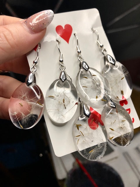 Silver Real Dandelion Earrings Resin, Custom Handcrafted Resin, Make a Wish Gift for Best Friend or Dreamer, Meaningful Flower Jewelry