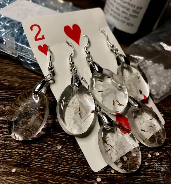 Silver Real Dandelion Earrings Resin, Custom Handcrafted Resin, Make a Wish Gift for Best Friend or Dreamer, Meaningful Flower Jewelry