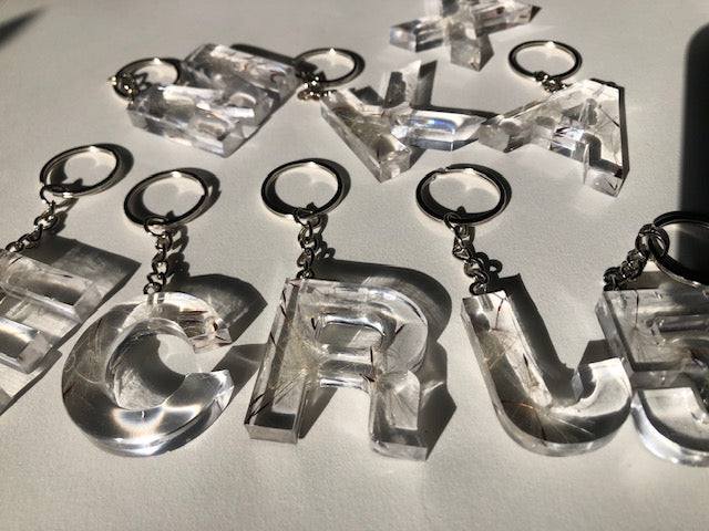 Wild Dandelion Resin Keychain, Real Floral Initial Letter Charm for Women, Personalized Custom Initial, Favors Gifts, Birthday Party Favors