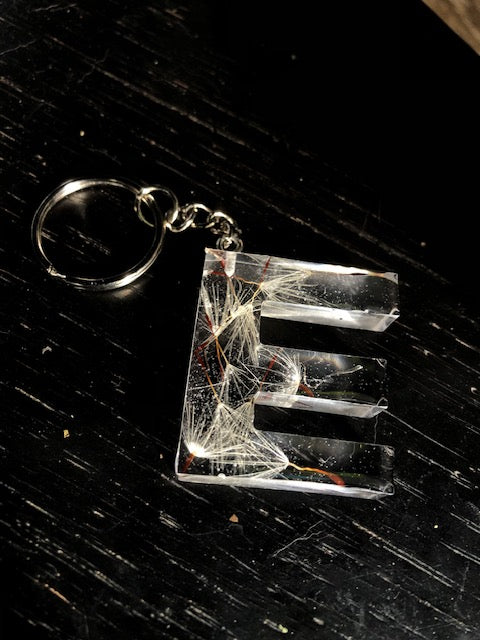 Wild Dandelion Resin Keychain, Real Floral Initial Letter Charm for Women, Personalized Custom Initial, Favors Gifts, Birthday Party Favors