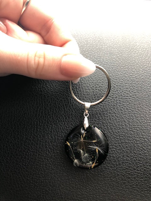 Real Dandelion Resin Galaxy Keychain