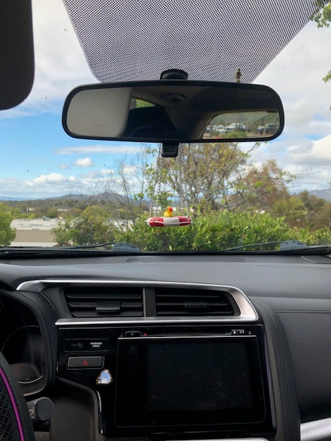 Rearview Mirror Handmade Hanging Duck Charm for Car, Cute Accessories Gift, Life Saver Swim Ring