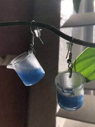 Handcrafted Colorful Customizable Mini Beaker Earrings, Science Nerd Jewelry, Biology, Chemistry Gift for Scientists, Teachers, DNA Earrings