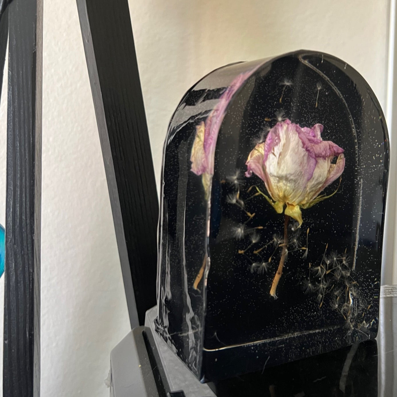 "One Rose, One Wish", One of a kind Rose in Resin, 6x4x2in