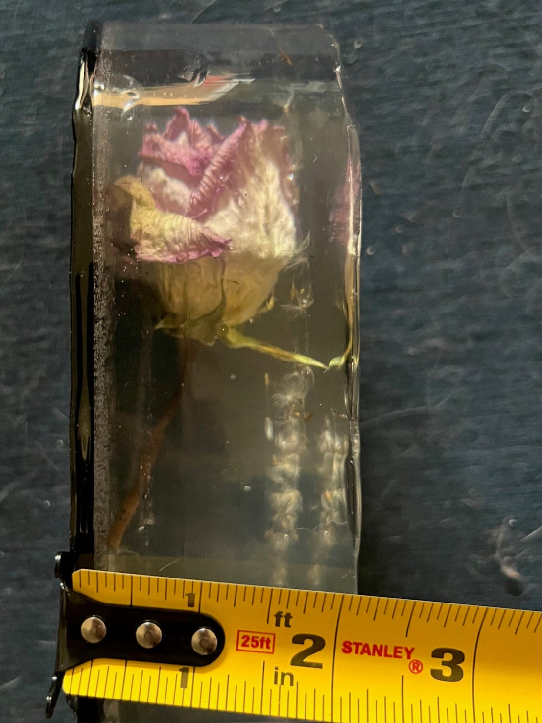 "One Rose, One Wish", One of a kind Rose in Resin, 6x4x2in