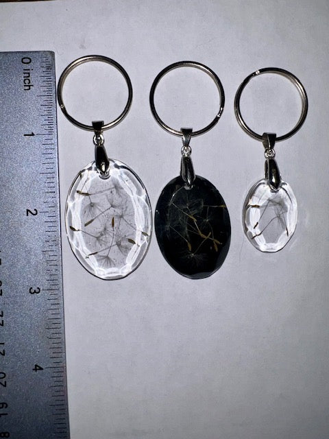 Real Dandelion GEM Charm Keychain, Silver Custom Handcrafted Resin and Dandelion Key Ring, Make a Wish Gift for Best Friend or Dreamer