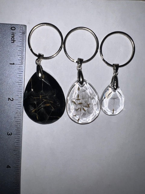 Real Dandelion GEM Charm Keychain, Silver Custom Handcrafted Resin and Dandelion Key Ring, Make a Wish Gift for Best Friend or Dreamer