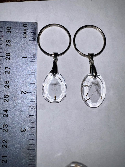 Real Dandelion GEM Charm Keychain, Silver Custom Handcrafted Resin and Dandelion Key Ring, Make a Wish Gift for Best Friend or Dreamer