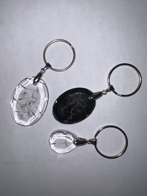 Real Dandelion GEM Charm Keychain, Silver Custom Handcrafted Resin and Dandelion Key Ring, Make a Wish Gift for Best Friend or Dreamer