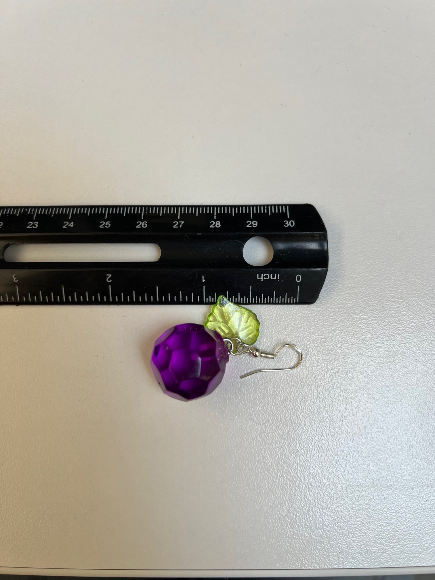 Berry Resin Dangle Earrings - Handmade Fruit Jewelry with Botanical Leaf Detail