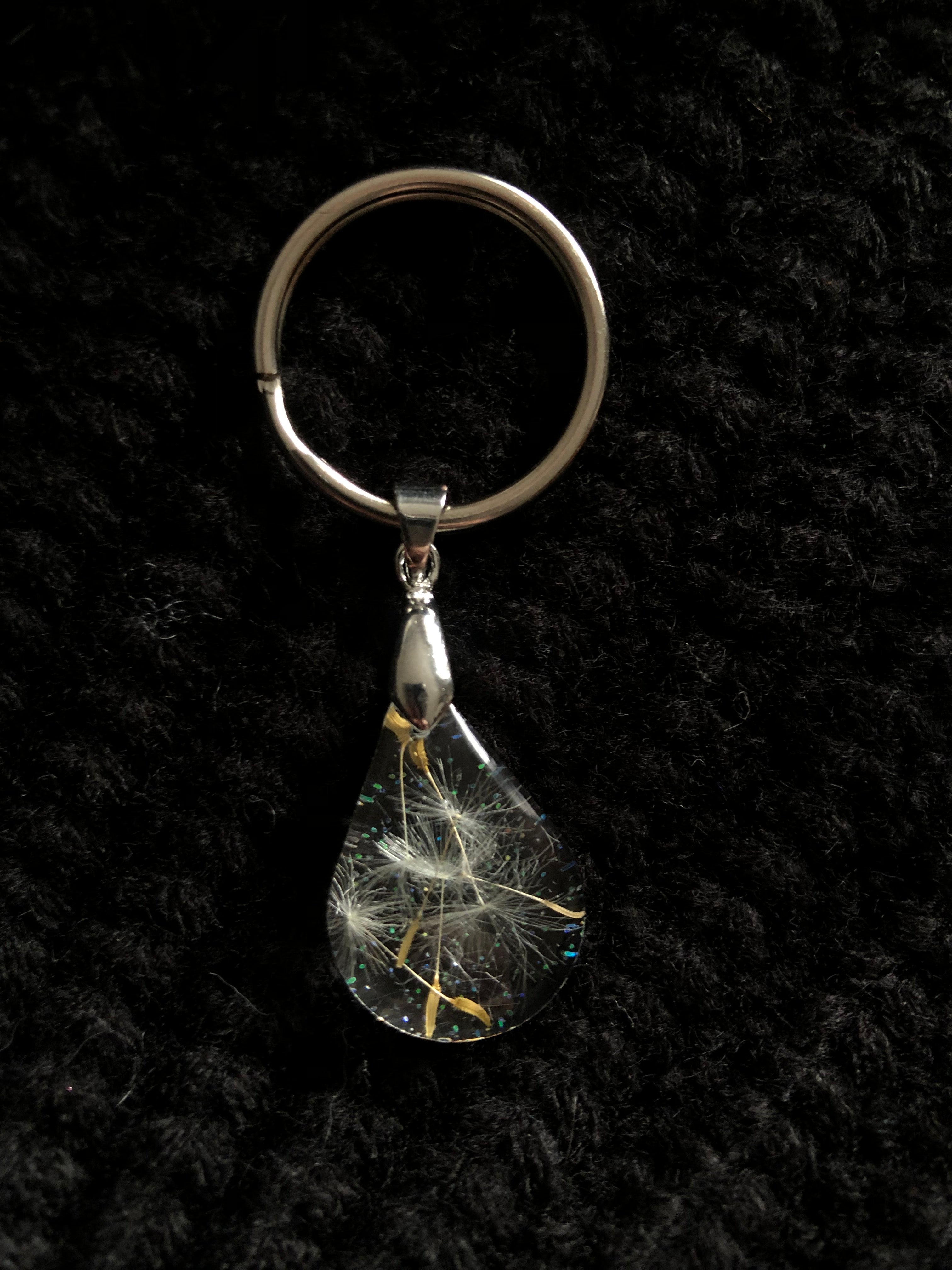 Real Dandelion Resin Keychain
