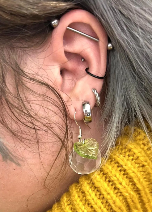 Berry Resin Dangle Earrings - Handmade Fruit Jewelry with Botanical Leaf Detail