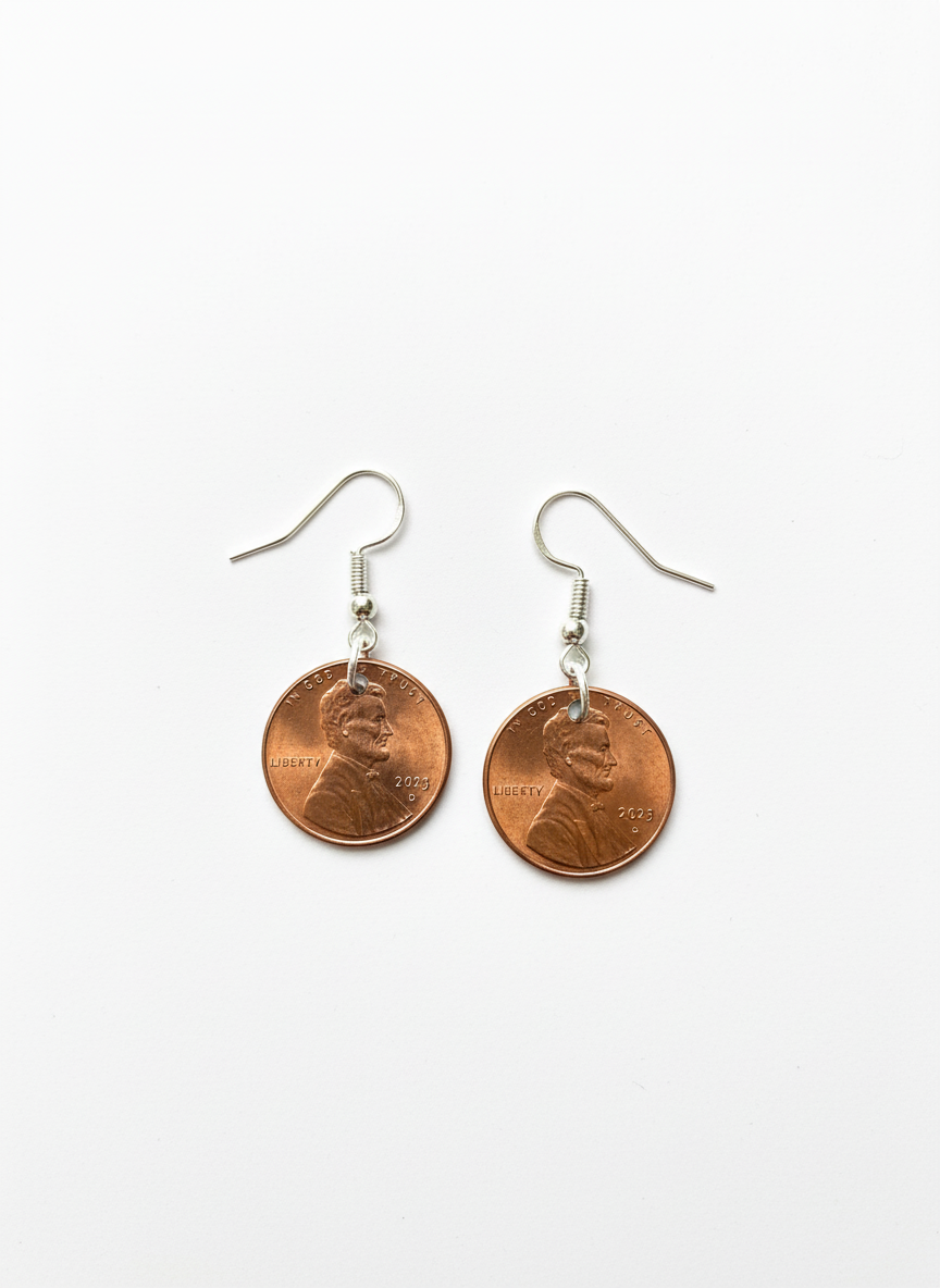 Lucky Penny Earrings - Personalized Year Coin Jewelry