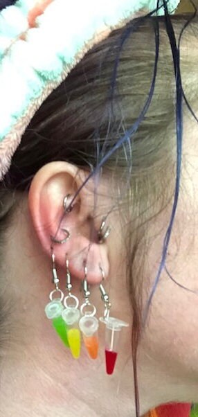 Handcrafted Colorful Customizable PCR Tube Earrings, Science Nerd Jewelry, Biology, Chemistry Gift for Scientists, Teachers, DNA Earrings