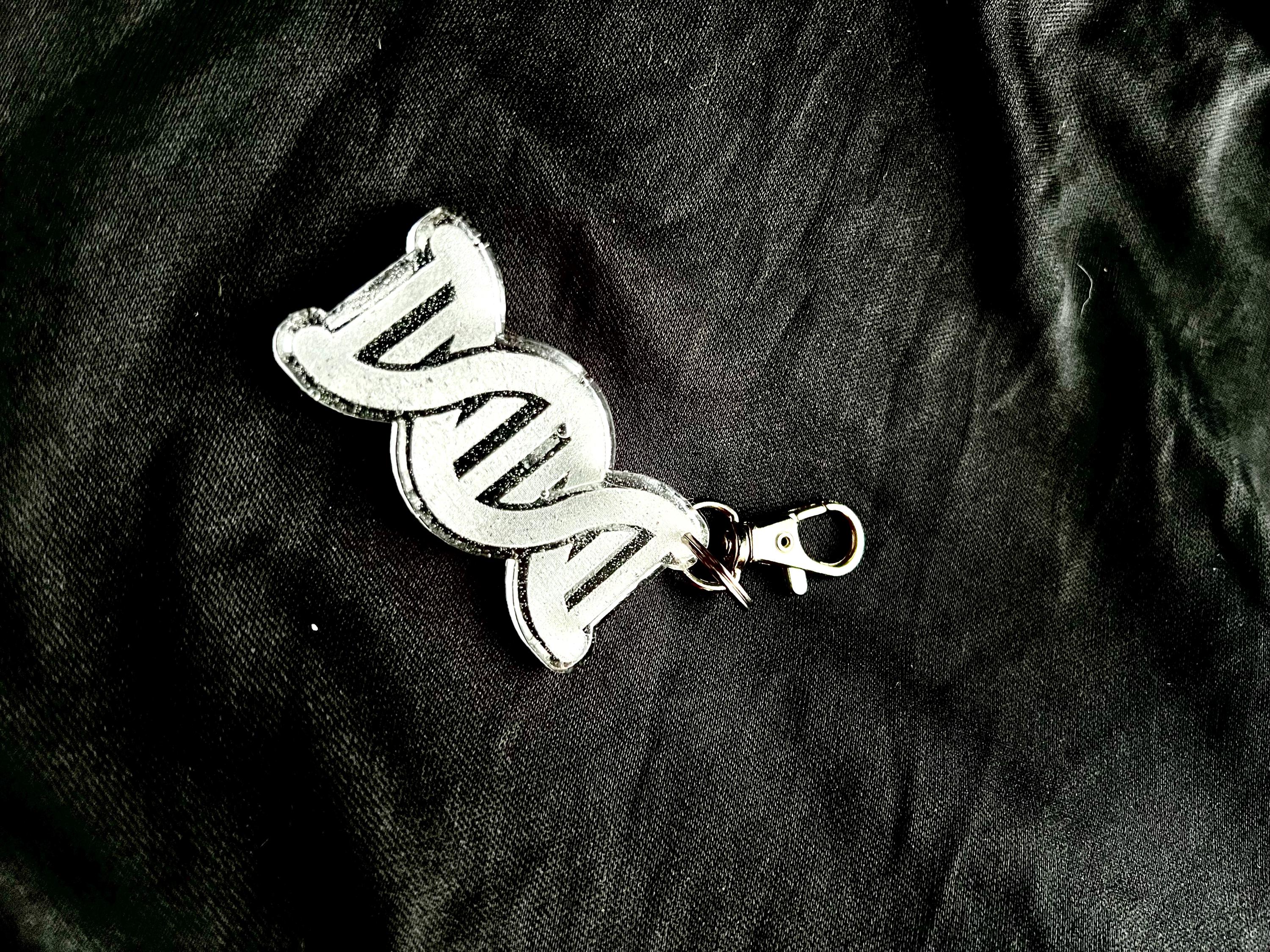 DNA Keychain: Customizable Handmade Holographic Glitter, Chemistry Gifts, Biologist Bag Charm, Handcrafted, Science-Inspired Clip-On Gifts