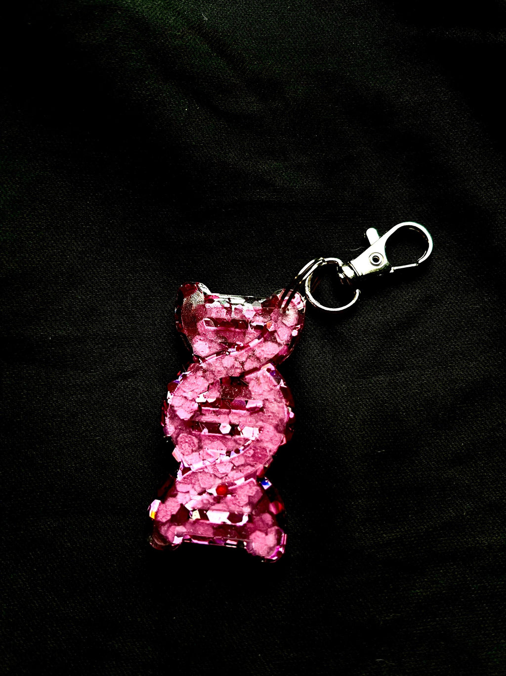 DNA Keychain: Customizable Handmade Holographic Glitter, Chemistry Gifts, Biologist Bag Charm, Handcrafted, Science-Inspired Clip-On Gifts