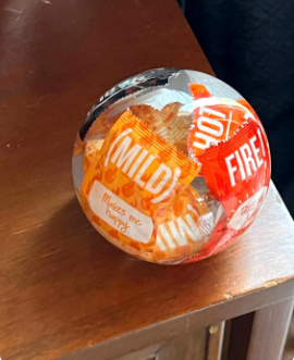 Taco Bell sauce Packet Decor Ball, Unique One-of-a-kind Handmade Preservation Art